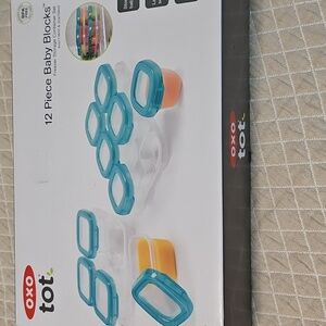 OXO Tot 12-Piece Baby Blocks Food Storage, Teal New